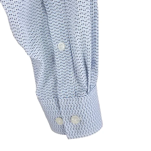 Michael Kors Blue Geometric Abstract Print Button Up Long Sleeve Dress Shirt - Picture 6 of 9
